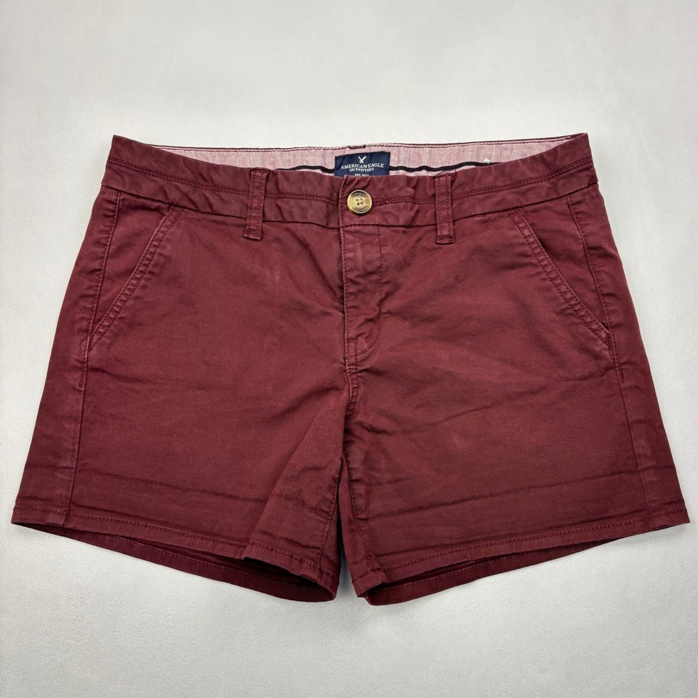 American Eagle Shorts Womens 8 Burgundy Maroon Stretch Twill Chino Midi 4 Inseam